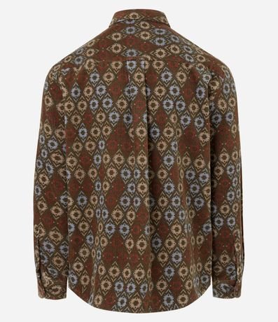 Camisa en Terciopelo con Estampado Geométrico y Bolsillo 7