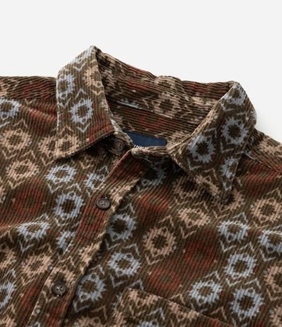 Camisa en Terciopelo con Estampado Geométrico y Bolsillo 8