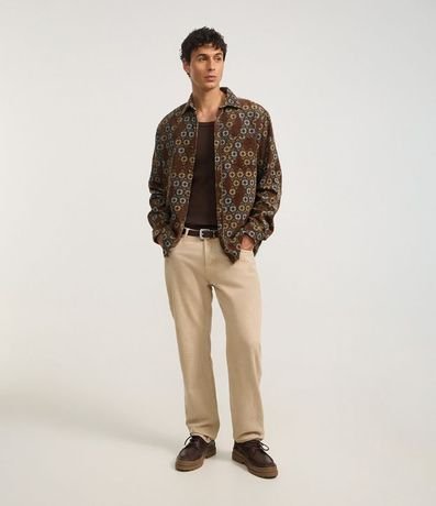 Camisa en Terciopelo con Estampado Geométrico y Bolsillo 2
