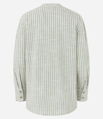 Camisa en Viscolino con Rayas en Hilo Teñido y Cuello Pdre 7