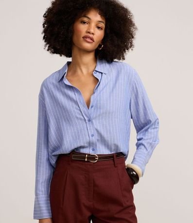 Camisa Rayada en Viscolino con Hilo Teñido 1