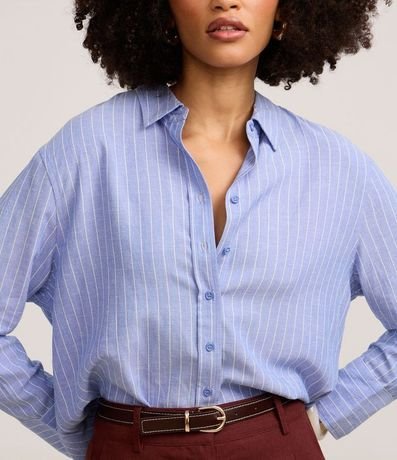 Camisa Rayada en Viscolino con Hilo Teñido 4