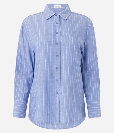 Camisa Rayada en Viscolino con Hilo Teñido 6