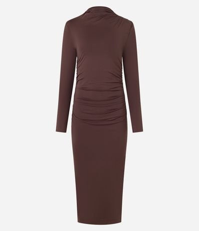 Vestido Midi en Poliamida con Cuello y Detalle Fruncido 8