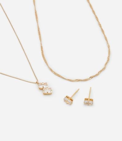 Conjunto de Caravana y Collar con Colgante Doble