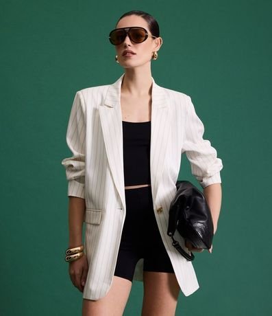 Blazer Oversized Sastre con Solapas y Rayas
