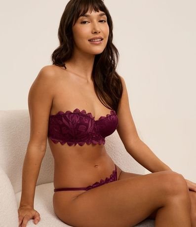 Soutien sin Breteles en Encaje Rustico Floral con Copa Hueca 2