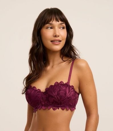 Soutien sin Breteles en Encaje Rustico Floral con Copa Hueca 3