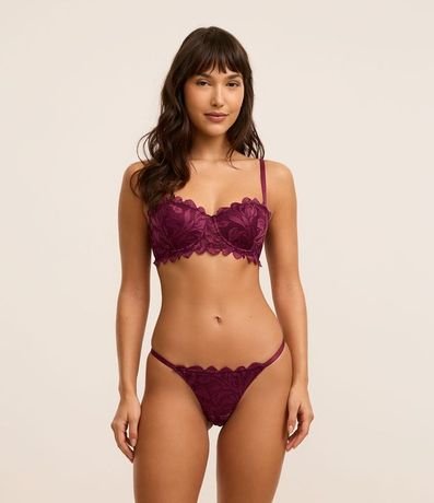 Soutien sin Breteles en Encaje Rustico Floral con Copa Hueca 5