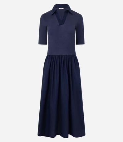 Vestido Godê Midi en Rib y Tricolne con Cuello Polo 5