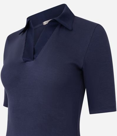 Vestido Godê Midi en Rib y Tricolne con Cuello Polo 6