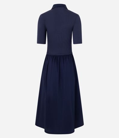 Vestido Godê Midi en Rib y Tricolne con Cuello Polo 7