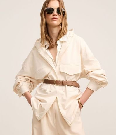 Campera Oversized con Ajustador en la Capucha y Bolsillos Cargo 6