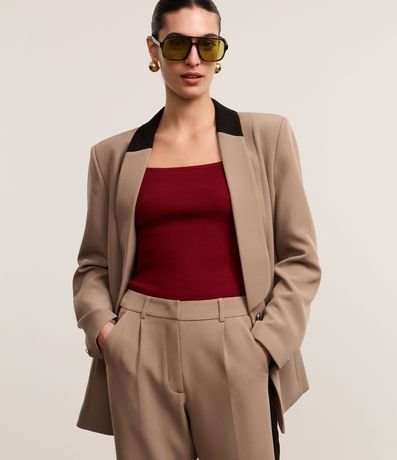 Blazer Sastre con Cuello Smoking Contrastante 3