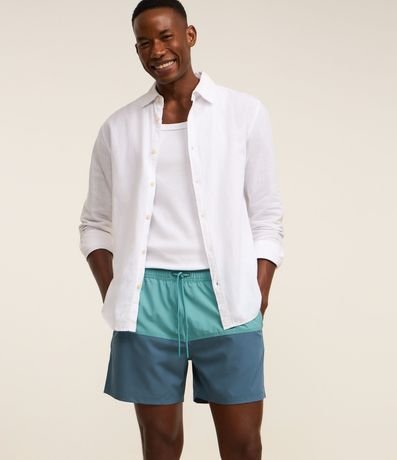 Bermuda en Microfibra con Bolsillo con cremallera y Estampa Bicolor 4