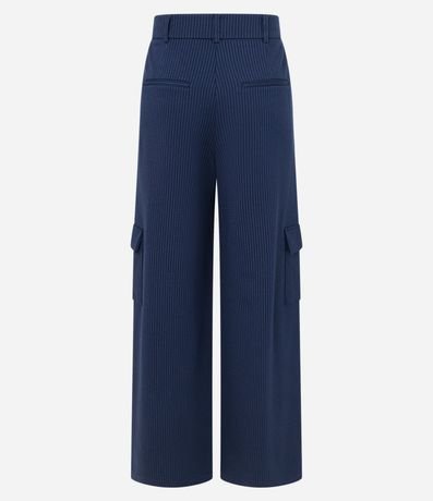 Pantalón Recto Cintura Baja en Punto Roma con Rayas de Hilo Teñido 8