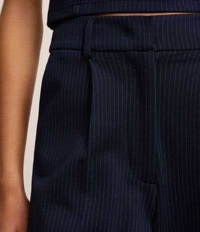 Pantalón Recto Cintura Baja en Punto Roma con Rayas de Hilo Teñido 5