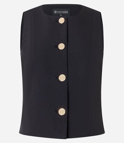 Chaleco Sastre con Cuello Redondo y Botones Metalizados 6