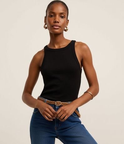 Blusa Básica Regular en Rib de Algodón 4