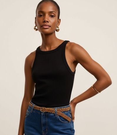 Blusa Básica Regular en Rib de Algodón 7