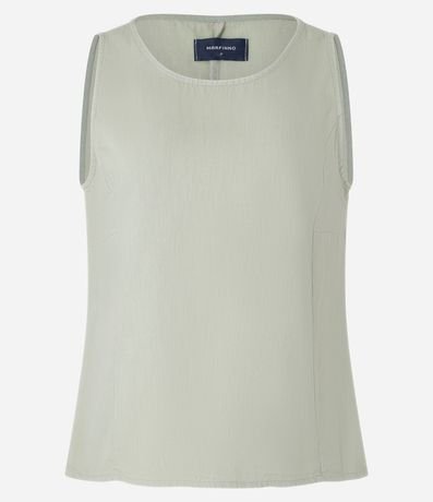 Blusa sin Manga en Sarga con Escote Redondo 5