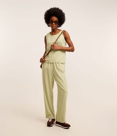 Blusa sin Manga en Sarga con Escote Redondo 2