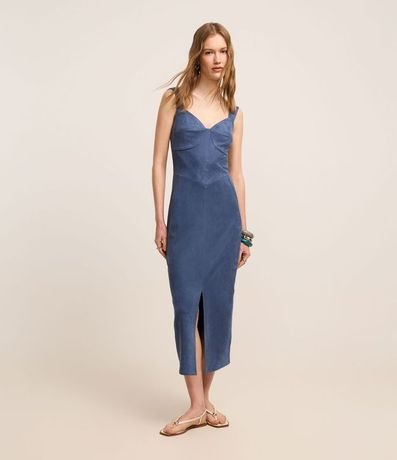 Vestido Boho New Midi en Gamuza con Fenda en la Bajo