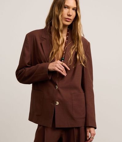 Blazer Oversized en Viscolino con Botones y Bolsillos 3