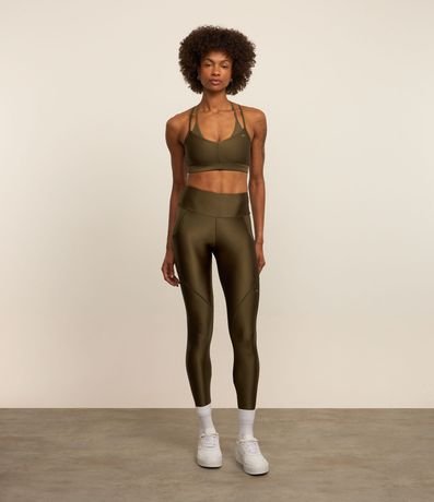 Pantalón Legging Deportiva en Microfibra con Efecto Metalizado y Bolsillo