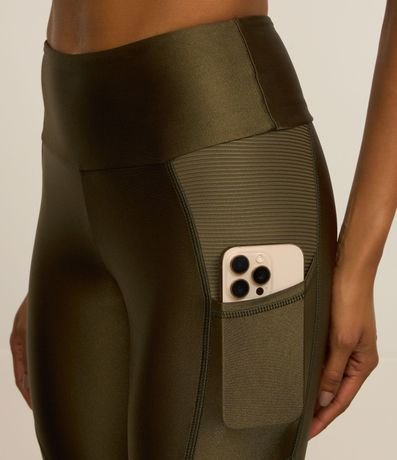 Pantalón Legging Deportiva en Microfibra con Efecto Metalizado y Bolsillo 4