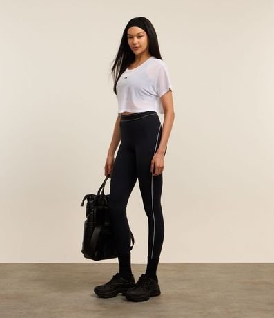 Pantalón Legging Deportiva en Microfibra con Detalles Contrastantes