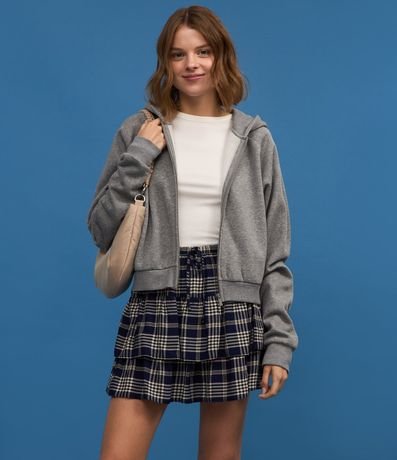 Pollera Corta en Chalis con Volados y Estampa de Cuadros 5