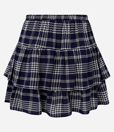 Pollera Corta en Chalis con Volados y Estampa de Cuadros 7