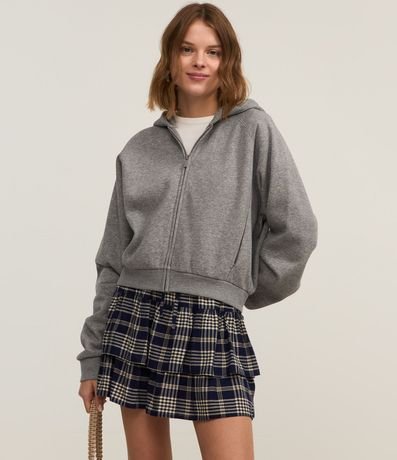 Pollera Corta en Chalis con Volados y Estampa de Cuadros 2