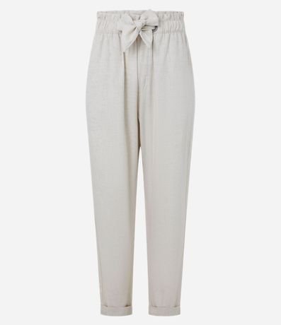 Pantalón Carrot en Sarga con Cintura Elástica y Lazo en la Cintura 5