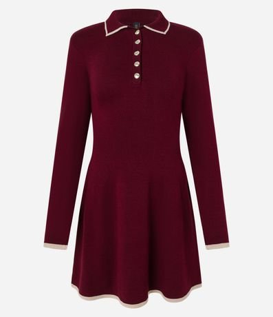 Vestido Corto en Punto con Cuello Polo 8