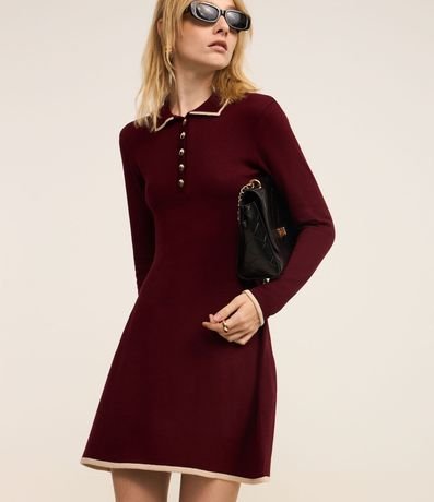 Vestido Corto en Punto con Cuello Polo 2