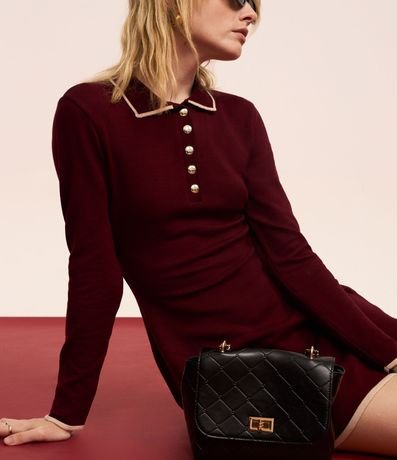 Vestido Corto en Punto con Cuello Polo 5