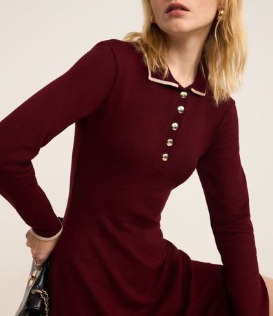 Vestido Corto en Punto con Cuello Polo 7