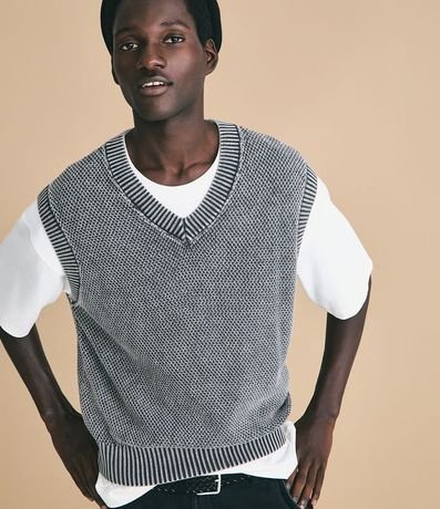 Chaleco Boxy en Punto con Efecto Desteñido