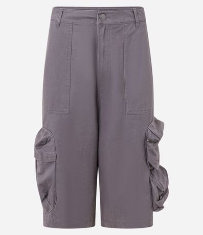 Bermuda Super Baggy en Sarga Bolsillo Cargo con Cierre en Cremallera 5