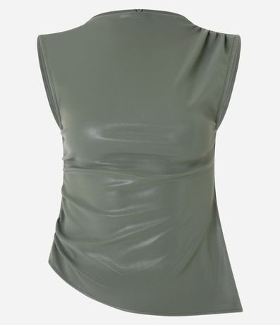 Blusa en PU con Drapeado Lateral y Cremallera 5