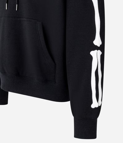 Saco Boxy en Fleece con Felpa con Estampa Lettering y Patch de Esqueleto 7