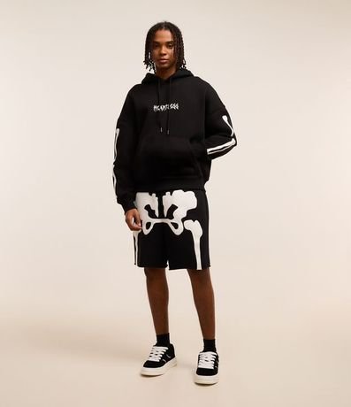 Saco Boxy en Fleece con Felpa con Estampa Lettering y Patch de Esqueleto 2