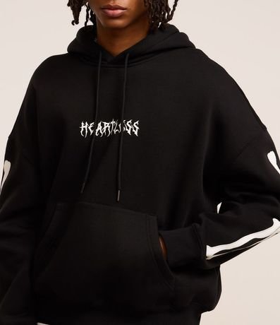 Saco Boxy en Fleece con Felpa con Estampa Lettering y Patch de Esqueleto 3