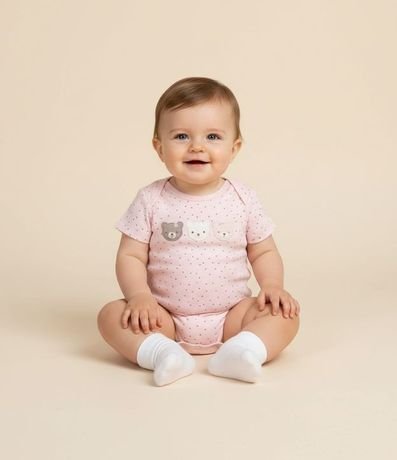 Body Infantil en Algodón con Estampa Animalitos - Talle RN a 18 meses