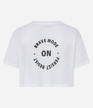 Remera Cropped Deportiva en Microfibra Texturizada y Estampa On 7