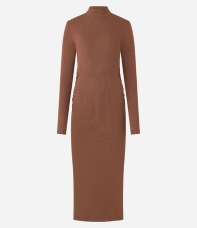 Vestido Reto Midi en Rib con Fruncido Lateral 8