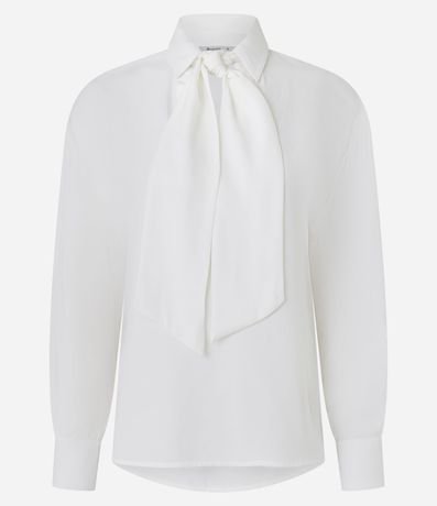 Camisa en Crepé con Cuello Lazo y Manga Larga 5