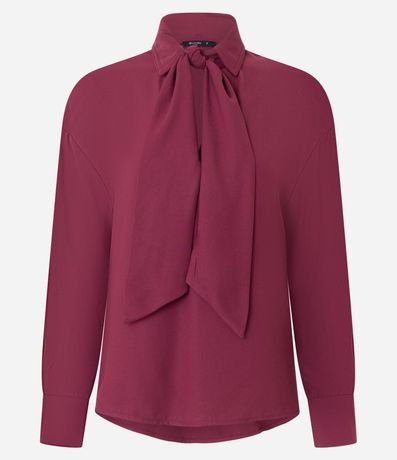 Camisa en Crepé con Cuello Lazo y Manga Larga 6